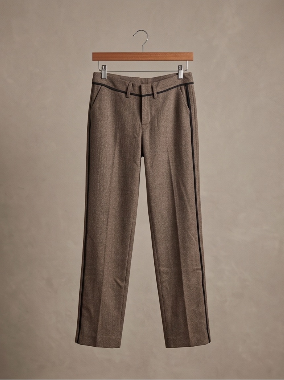 Hanley Mellon luxury Women's Tailored Brown Straight-Leg Trousers